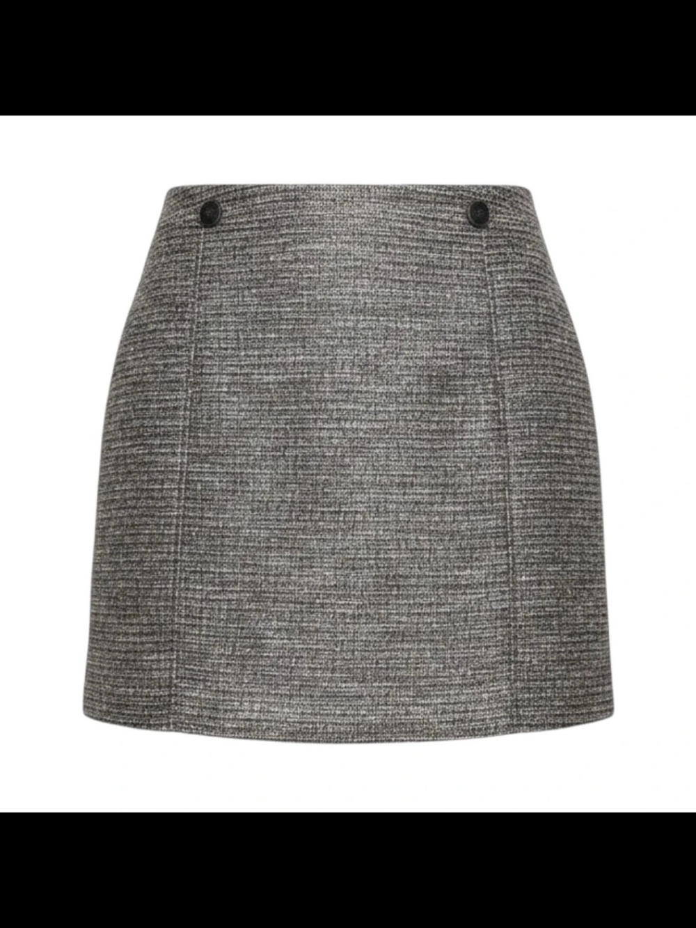 LOFT Gray Tweed Button-Trim Mini Skirt Size 14P